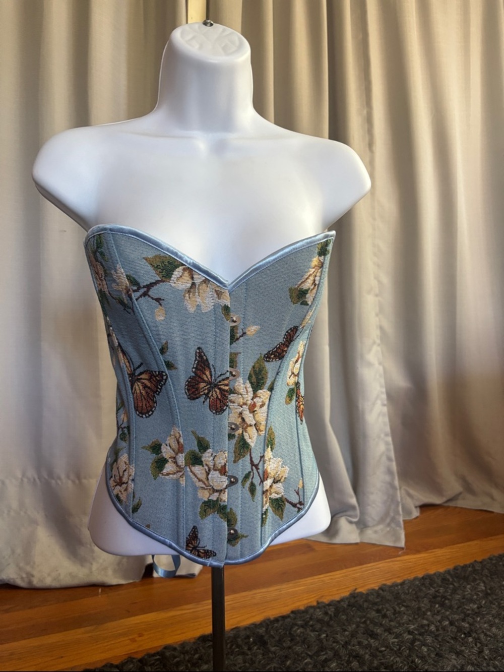 Strapless Blue Floral & Butterfly Corset Top
